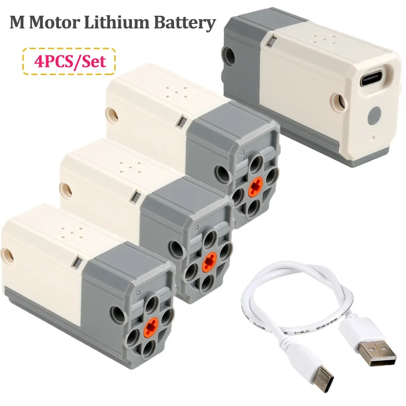 

4 шт. перезаряжаемый M мотор, литиевая батарея, технология строительных блоков, детали для сборки, кирпичи, игрушки, функции питания для 9686 8883