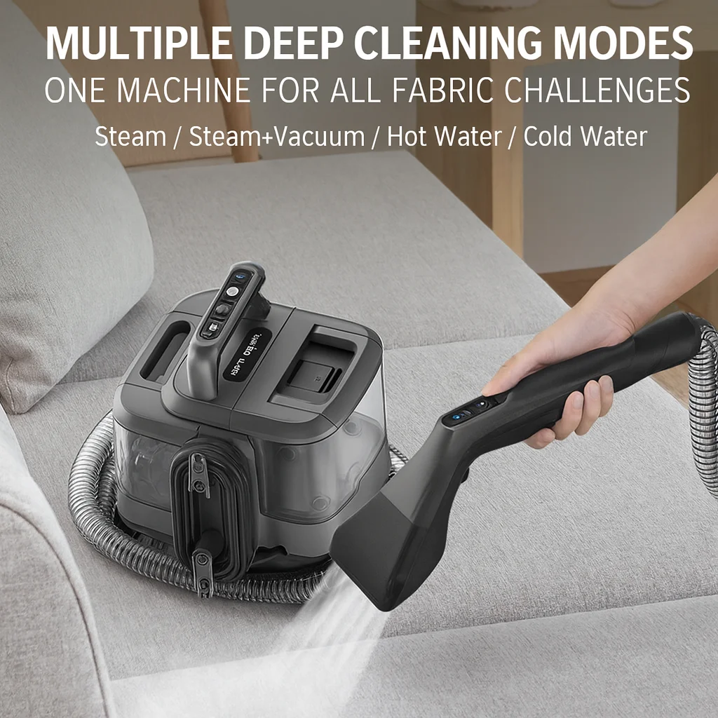 Household Electric Wet Dry Function Portable High Steam Vacuum Cleaner Handheld Spot Fabric Cleaning with Universal Wheels
