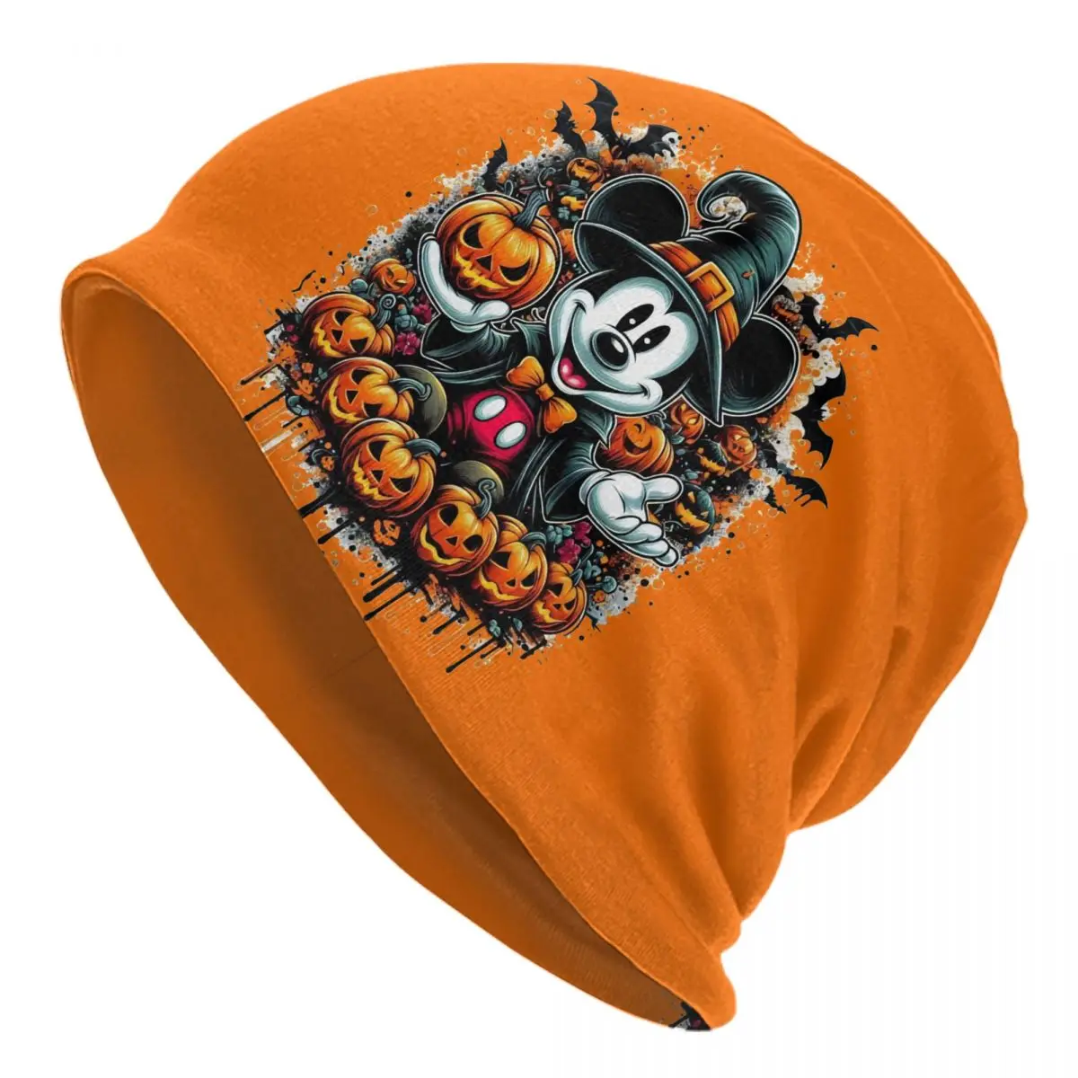 Custom Halloween Mickey Mouse Pumpkin Bonnet Hats Fashion Knitted Hat For Women Men Winter Warm Skullies Beanies Caps