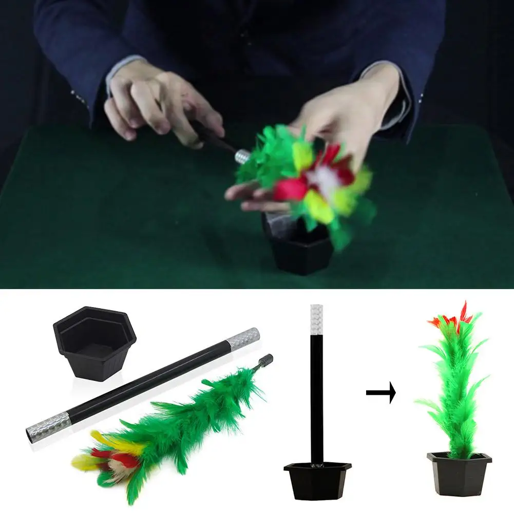 

Magic Wand To Feather Flower Trick Toys Close Up Flowerpot Wand Stage Show Prop Appearing Flower Trick Gift For Adults Kids