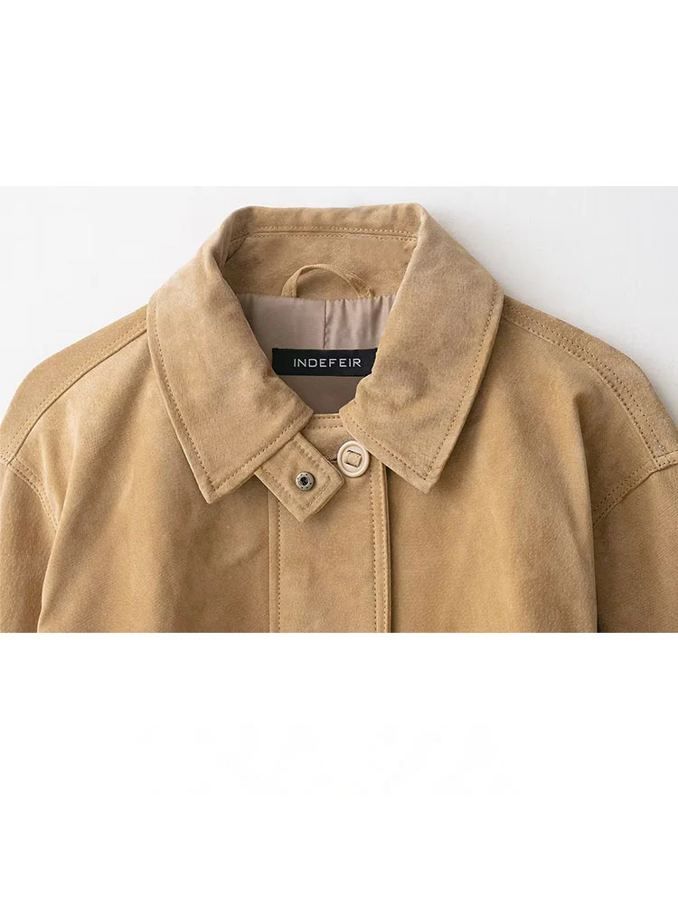 HH 2025 معاطف فضفاضة غير رسمية للخريف للسيدات جيوب بياقة مقلوبة واحدة الصدر سترات نسائية عصرية بأكمام طويلة #6