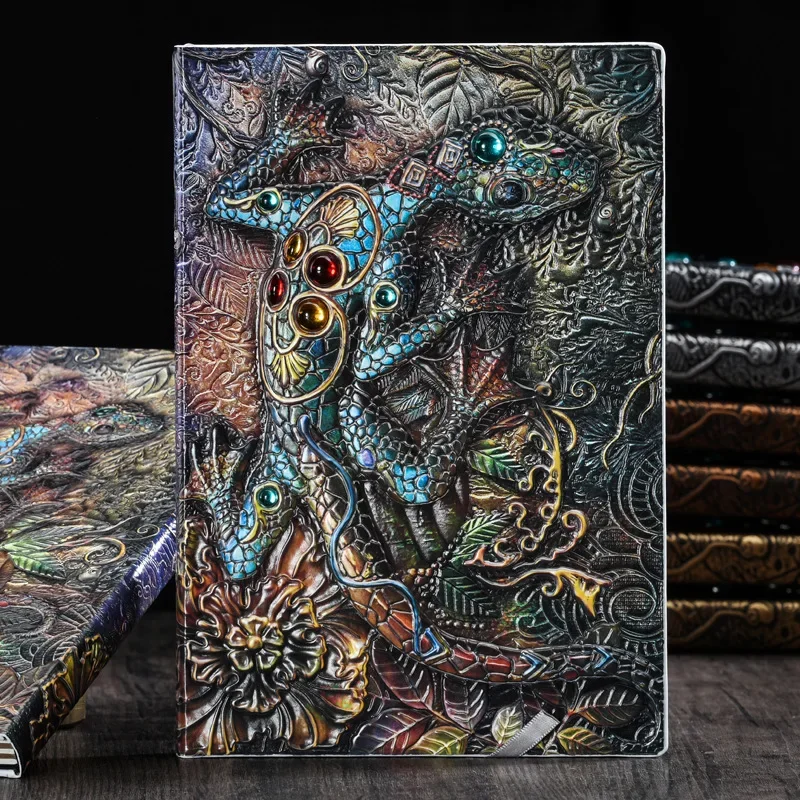 Picture 5: A5 Retro Stereo Embossed Notebook Clear Lizard Personalized Pattern Hardbound Retro Notebook