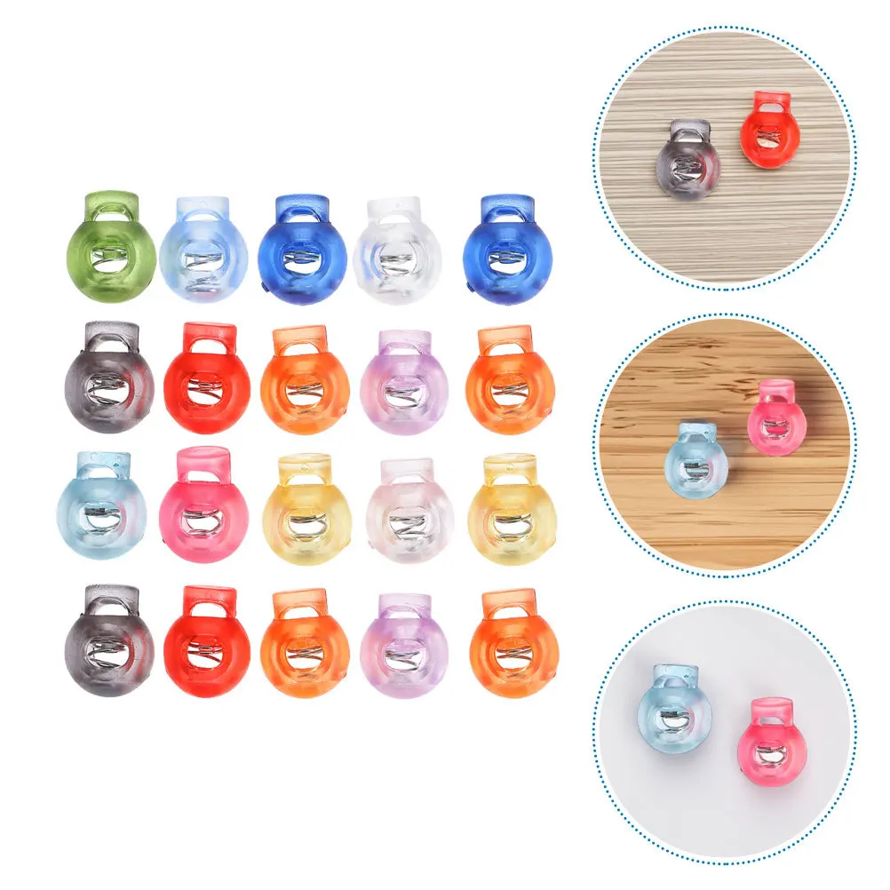 

28Pcs Plastic Cord Locks Spring Stopper Adjustable Transparent Colorful Drawstring Toggles Clips for Rope Laces Shoelace Fixer
