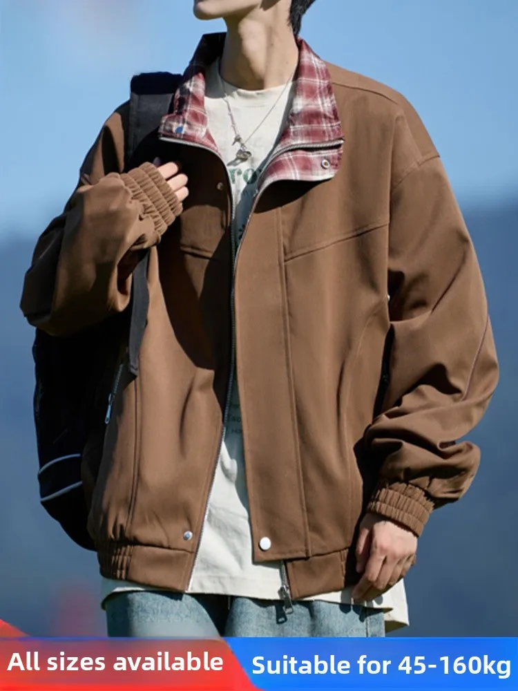 

MoChao American Retro Large Size Jacket Men's Spring Autumn New Loose Versatile Handsome Casual Trendy Brand Turn-down Collar...