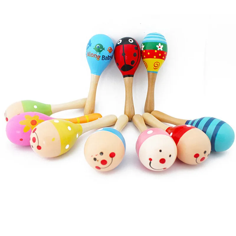 1pcs Colorful Wooden Maracas Baby Child Musical Instrument Rattle Shaker Party Children Gift Toy toddler toys