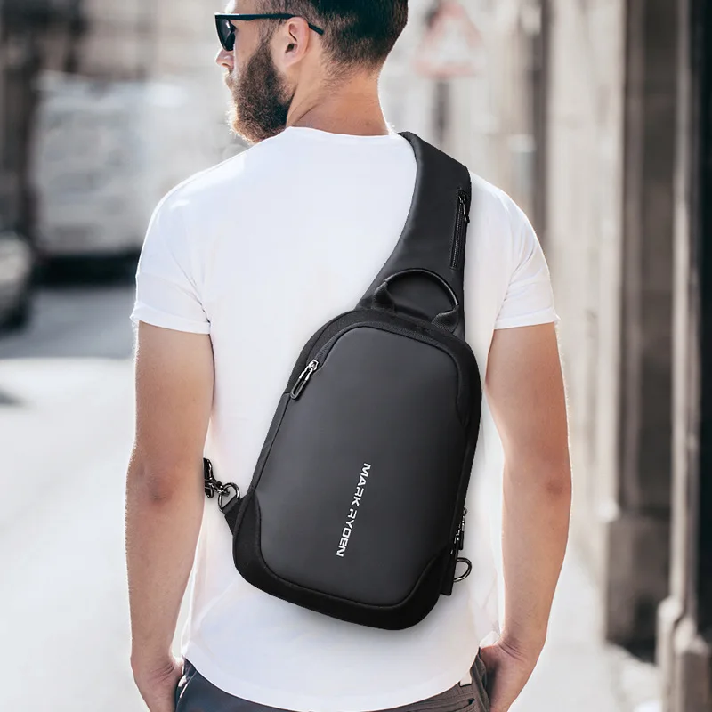 Bolsa de ombro impermeável multifuncional para homens, carregamento USB, bolsa tiracolo casual, bolsa de peito, nova, 2022