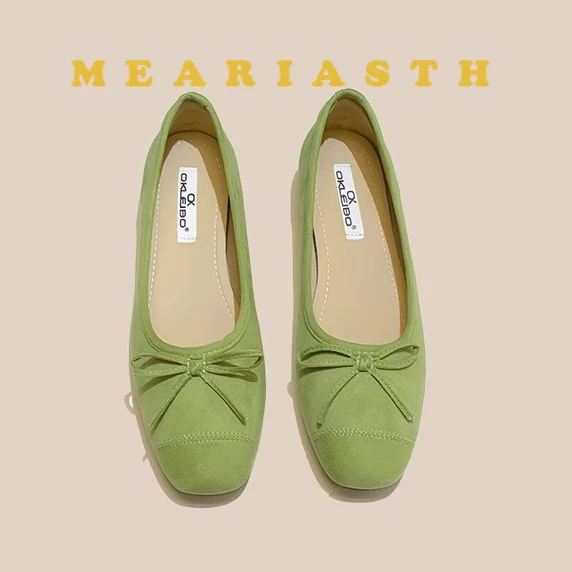 

size 35-44 French Style Ballet Flat Shoes Women's Spring Butterfly Knot Flat Bottom Grandmother Shoes Elegant Slip-On round Toe