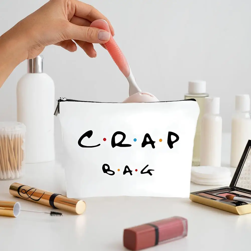 رسالة طباعة المرأة حقيبة مستحضرات التجميل خفيفة الوزن المحمولة السفر حقيبة أدوات الزينة الحد الأدنى مخزن للمكياج حقيبة سستة غسل حقيبة