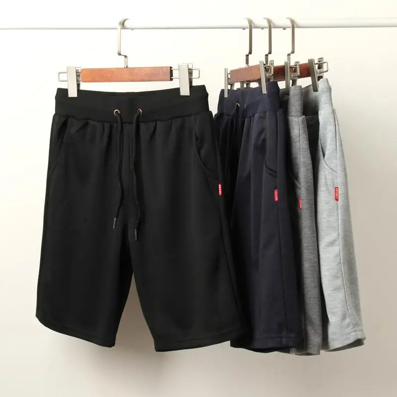 

Men's Mid-Length Sports Beach orts Straight Leg Knitted Cotton Casual Pants Youth Daily Wear Pure Color Knotted Waist