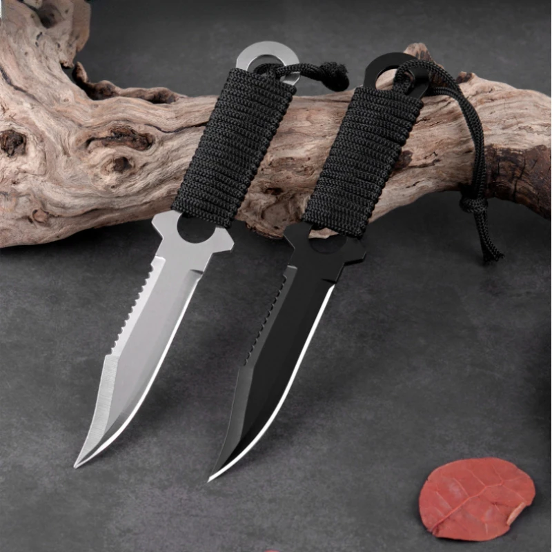 

New outdoor portable tactical straight knife, high hardness self-defense survival knife, multi-function knife