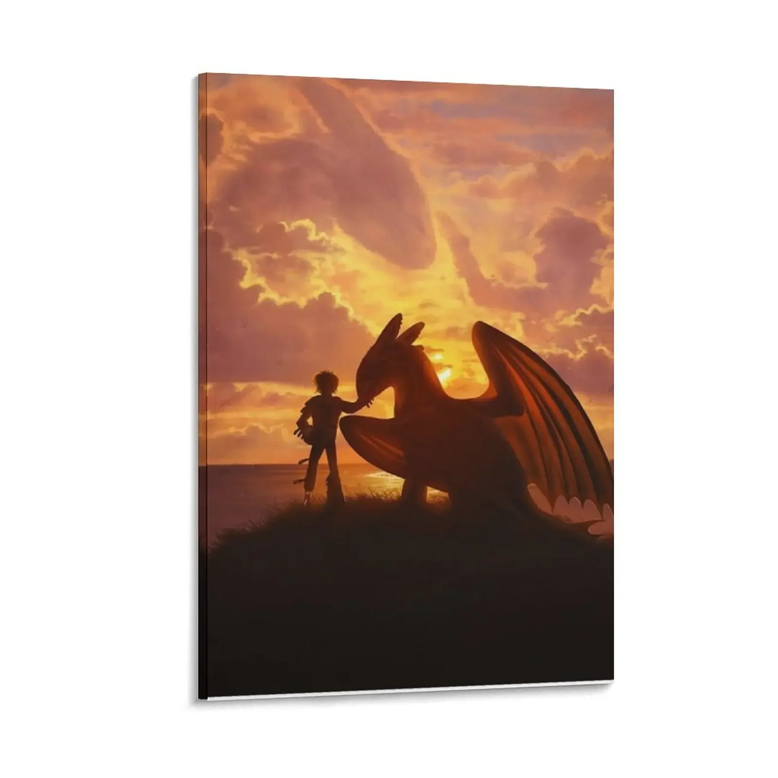 

sunset dragons Canvas Painting aesthetic room decoration cute room decor posters anime