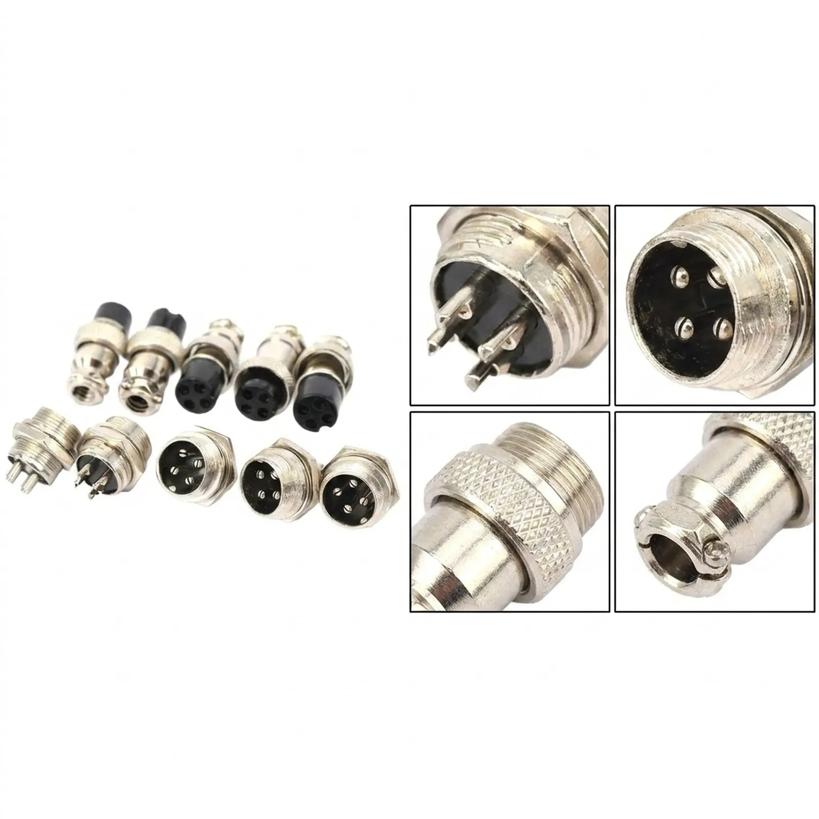 GX16-4 4-Pin Aviation Panel Socket Set 5 Pairs for Interfacing Between Controllers and Actuators in Automation Systems