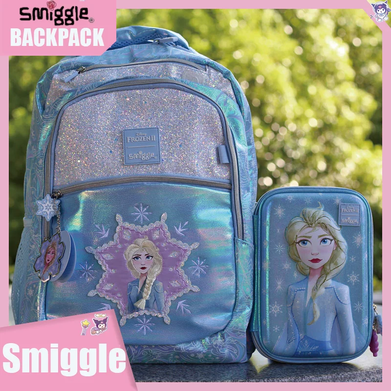 

Disney Princess Elsa Australian Smiggle Backpack Primary School Student Backpack Cartoon Girls Stress Relieving Schoolbags Gifts