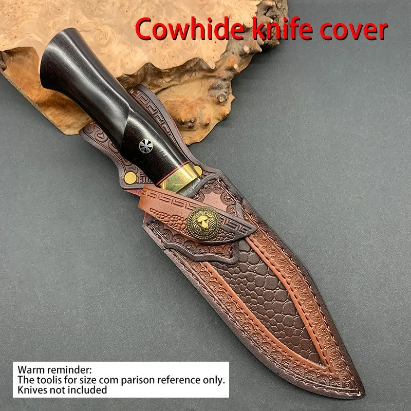 Outdoor Straight Knife Cover,  Two Layers Leather Sheath Universal Knife Cover for Protect and Carry (Knife Not Included)