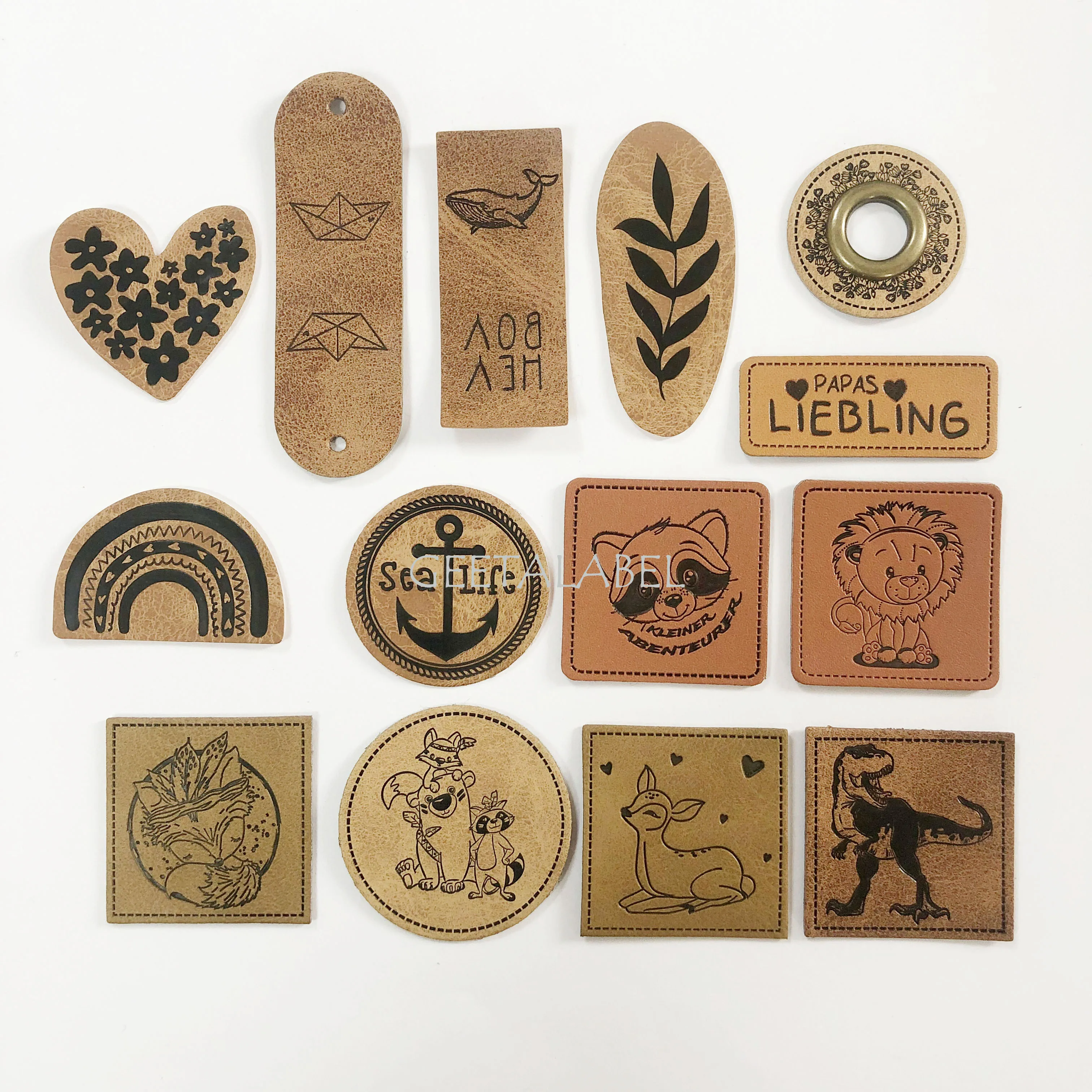 

100pcs/lot Custom PU Leather Label Clothing Leather Patch Engraved Debossed Logo Sewing On/Iron On Leather Tag for Garment