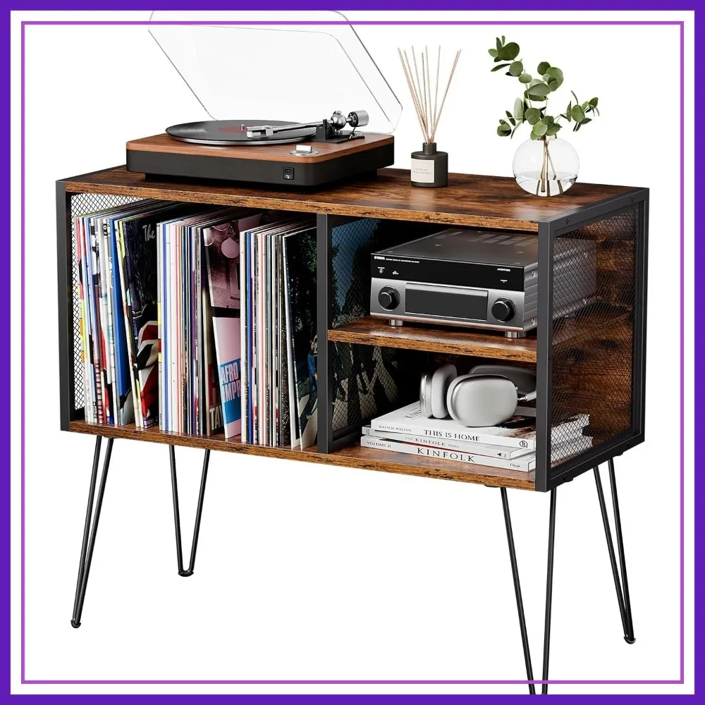 

Record Player Stand with Vinyl Storage Holds 230 Albums Turntable Cabinet Shelf