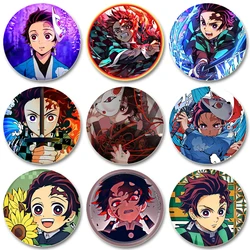 Anime Cartoon Character Kamado Tanjirou Round Pins Badges for Backpack Hat Jewelry Accessories Cosplay Handmade Brooch Gifts