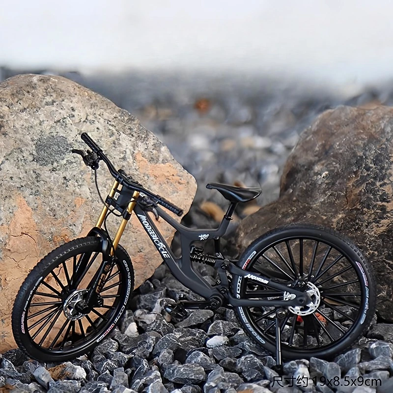 Upgraded bicycle Twin Shock Absorption Mountain Bike Simulation Alloy Model Soft-Tail Toy Metal Racing Car Mini Car Ornament