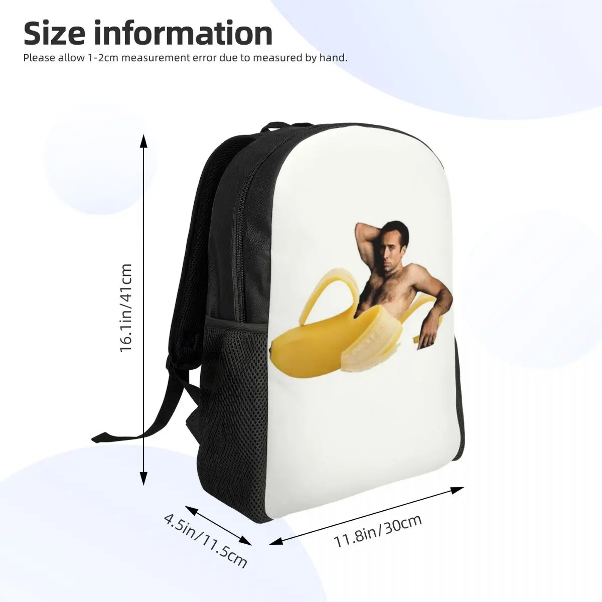 Nicolas Cage In A Banana Backpack for Women Men Waterproof College School Funny Meme Bag Print Bookbag