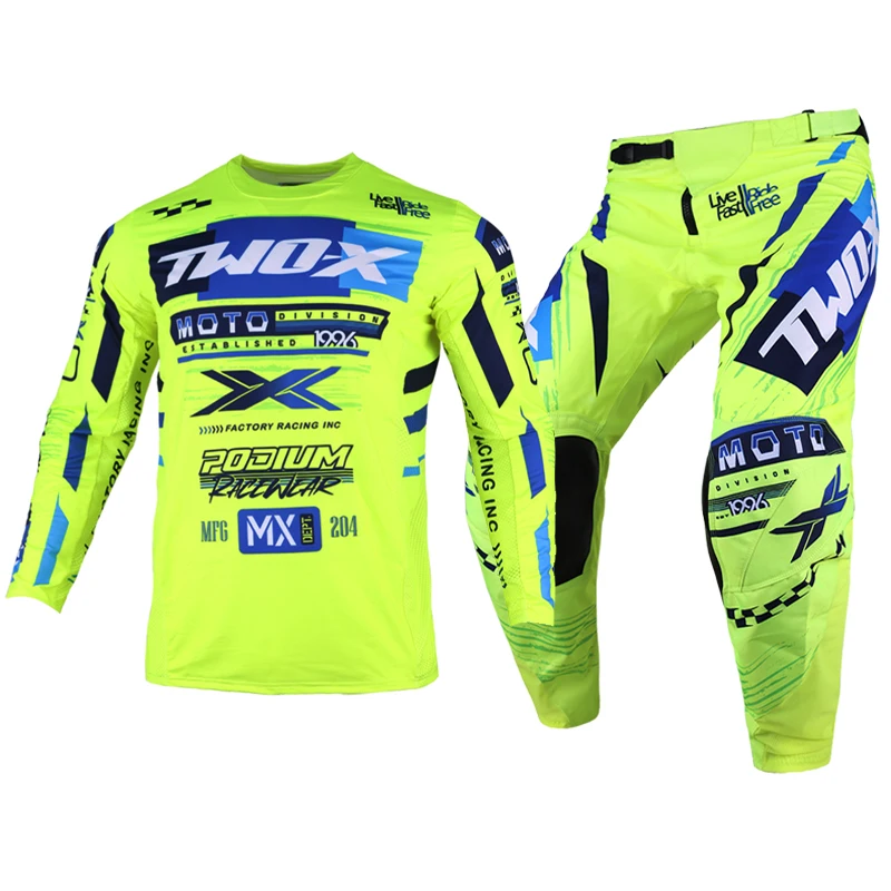 

Two-X 4-Way Stretch Podium Gladiator MX Enduro Moto Suit Комплект гоночного снаряжения для мотокросса Комплект внедорожного трикотажа Джерси и брюки для велосипеда по бездорожью