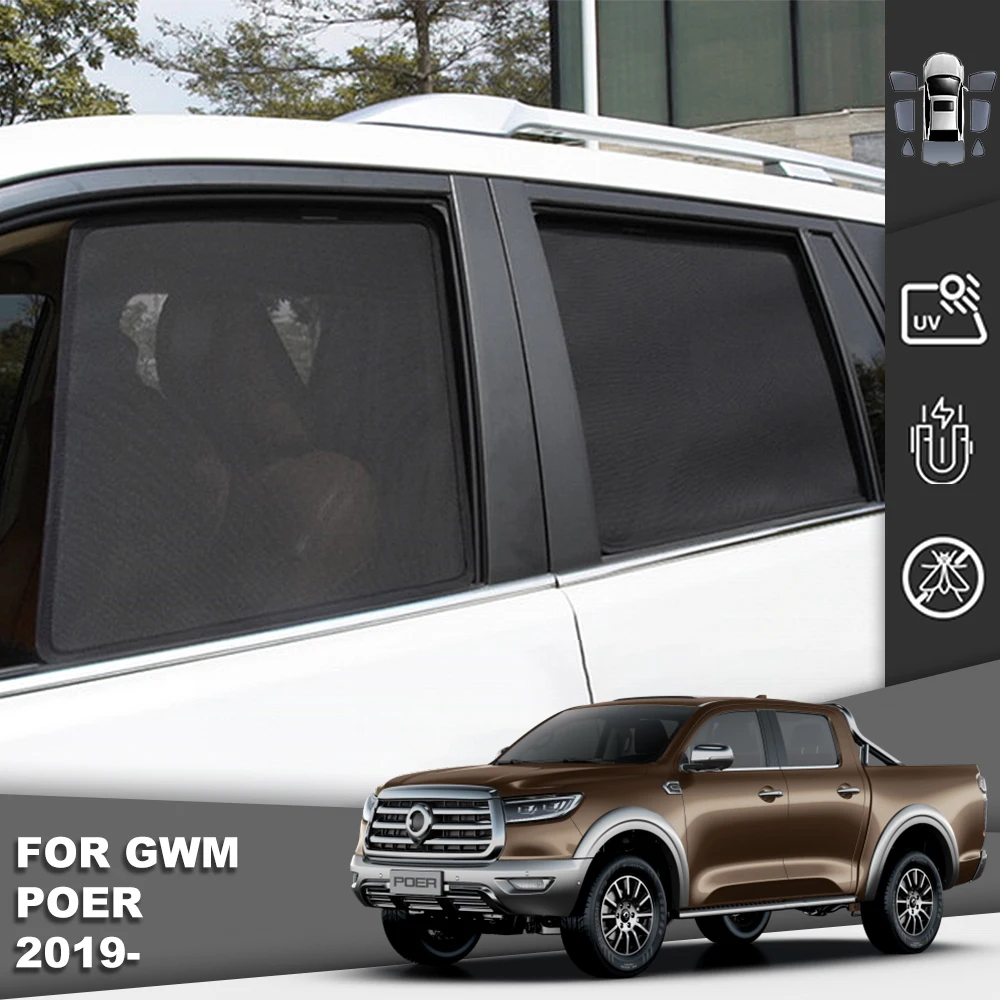 

For Great Wall GWM Poer Cannon 2019-2023 2024 Car Sunshade Shield Front Windshield Curtain Rear Side Baby Window Sun Shade Visor