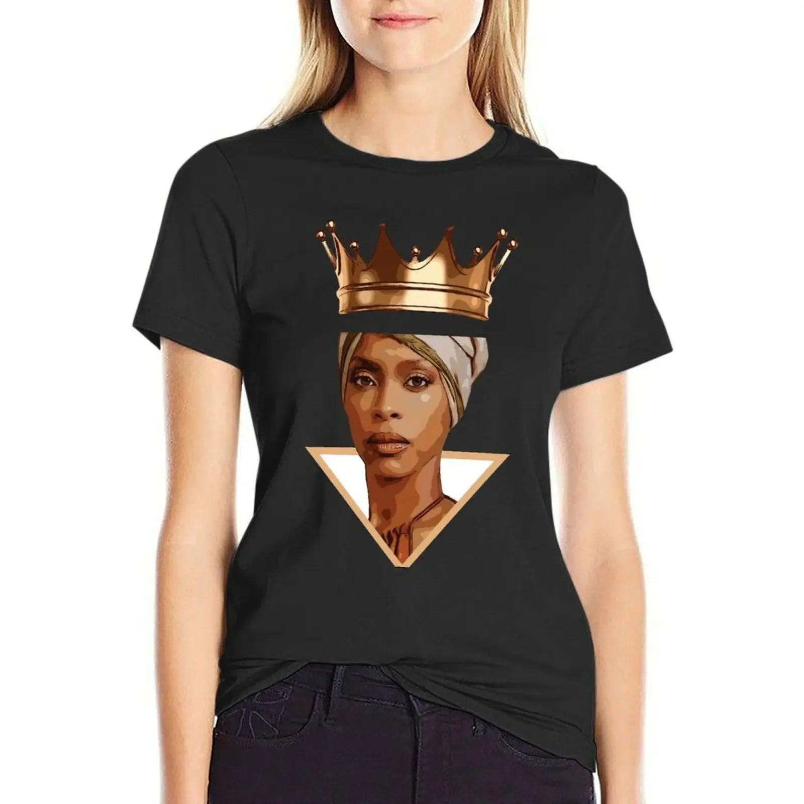 

Erykah Badu illustration T-Shirt funnys anime clothes tops t-shirt dress for Women plus size