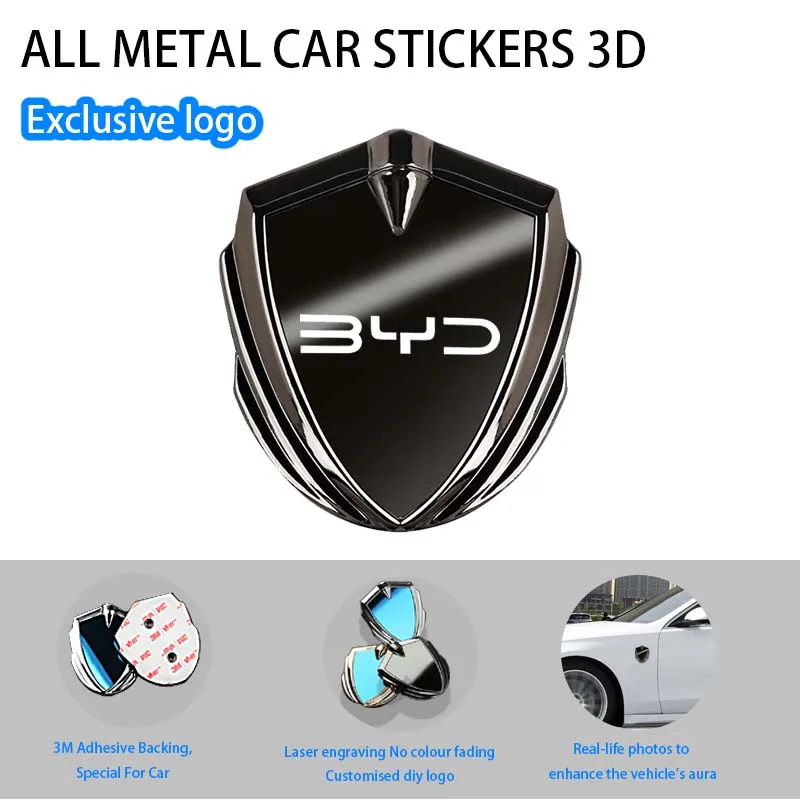 

BYD Seal Song Plus Atto 3 Dolphin Seagull Tang Sealion 07 Ev Shark 6 Accessories Car Body Metal Shield 3D Emblem Sticker Badge