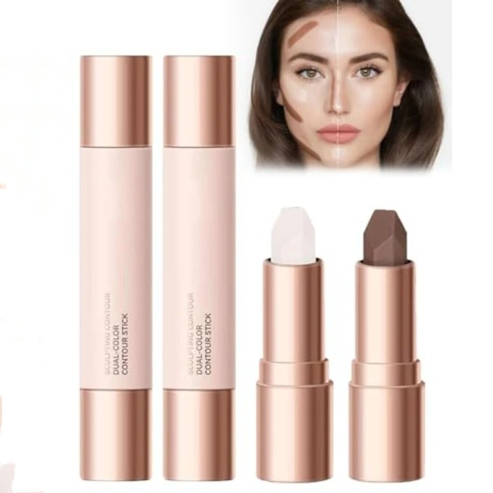 

2in1 Highlighter Stick Double Head Stereomodification High Gloss Repair Stick Long Lasting Cream Bronzer Stick