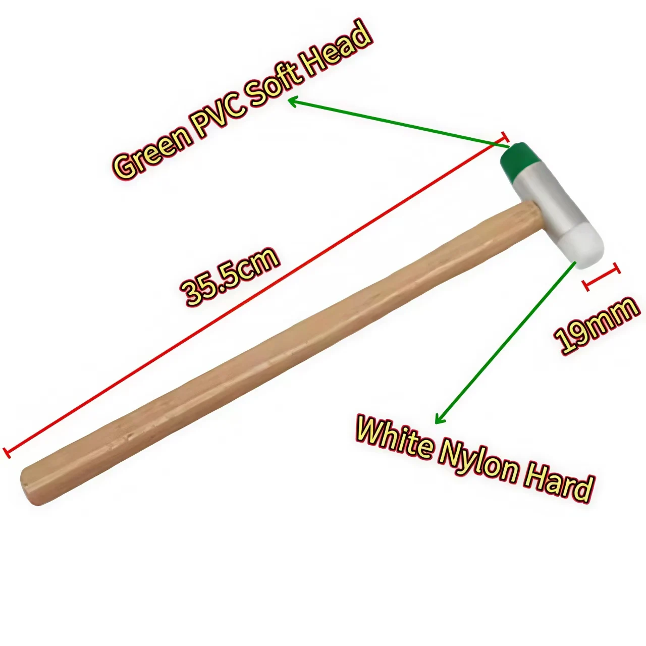 35.5cm Extra Long PVC Soft Head Wooden Handle Car Dent Repair Hammer + 3 Leveling Pens Paintless Hail Damage PDR Tool Kit 3-Year
