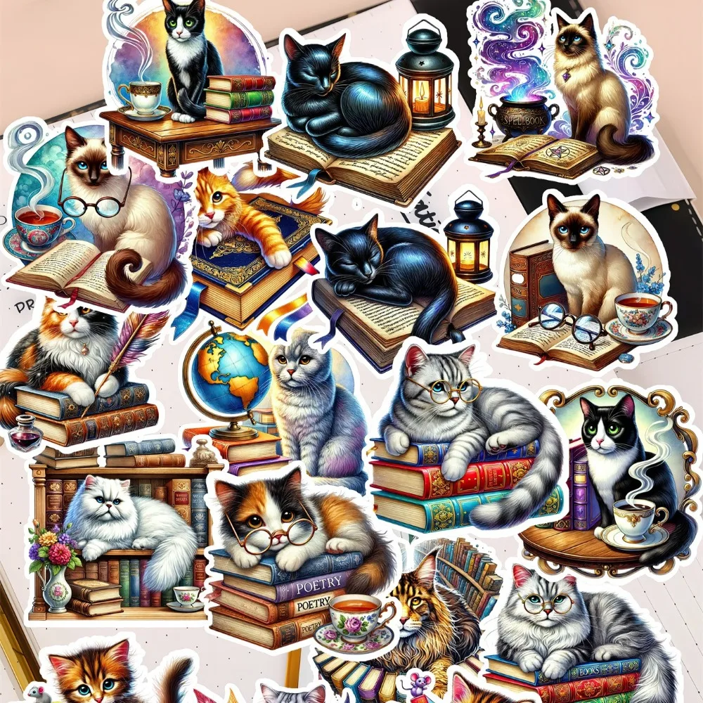 

18pcs Creative Cute Self-made Cute cartoon book cat DIY Stickers Diary Album Decoration Scrapbooking Child Stationery Stickers