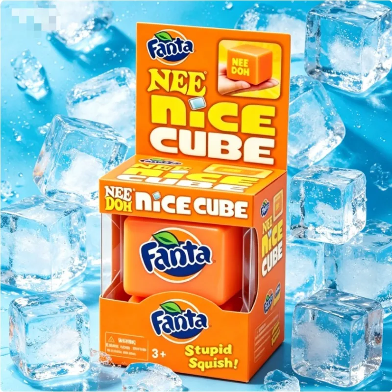 

New Schylling Needoh Nice Sensory Squeezing Toy orange Cube for Stress relief and Fingertip Release Toy for Pinching and Playing