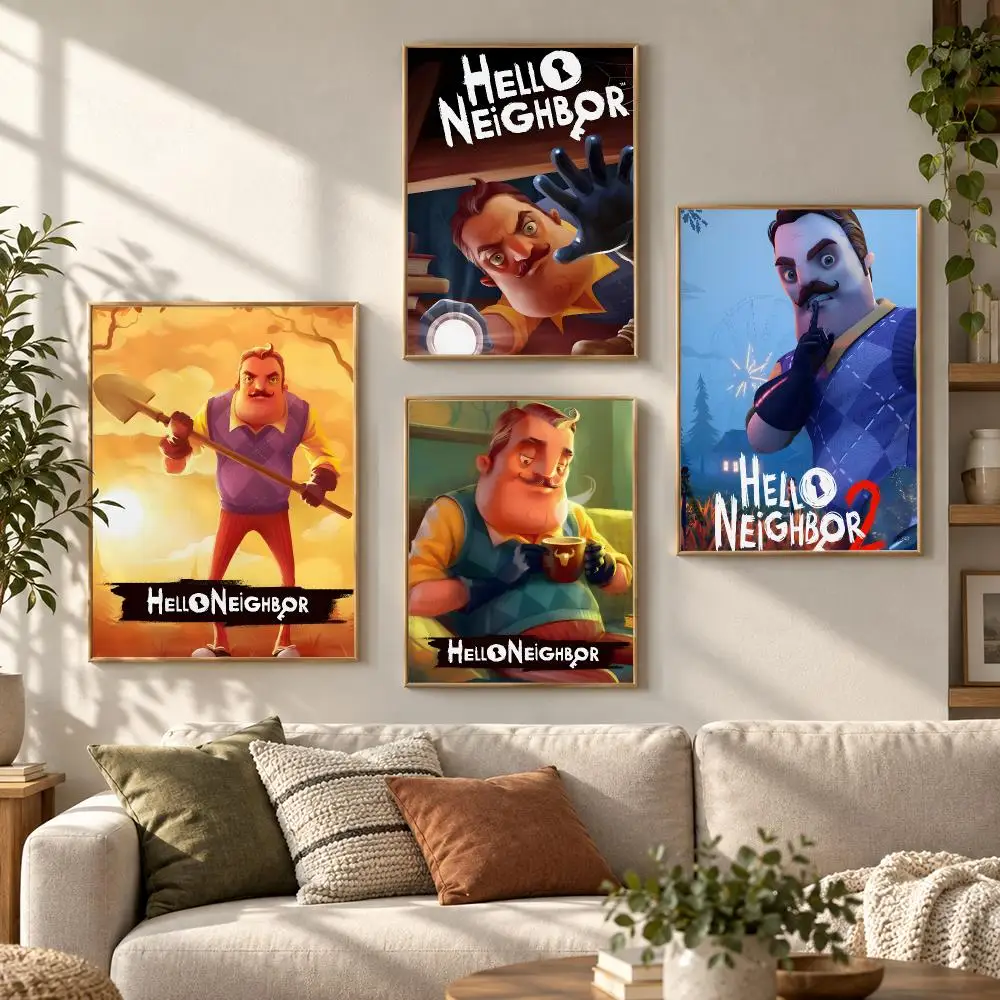 Video Game H-Hello Neighbor Poster HD Waterproof Aesthetic Wall For Home Decor Trendy Durable Easy To Apply Art
