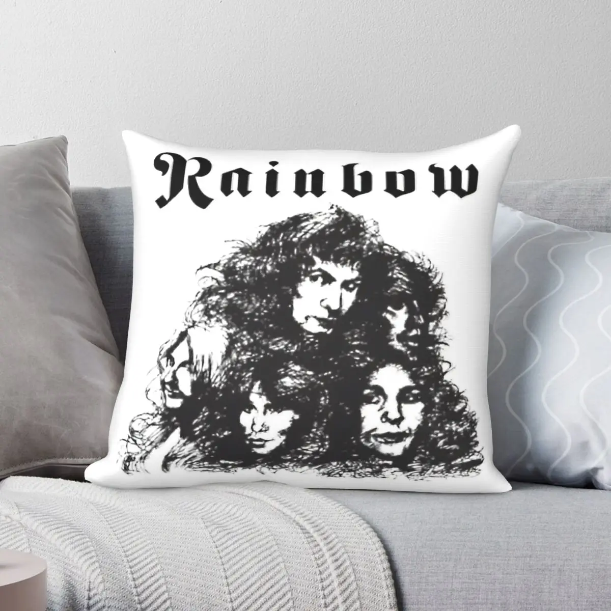 Rainbow Slipknot Black Skets Square Pillowcase Polyester Linen Velvet Pattern Zip Decorative Home Cushion Cover 45x45
