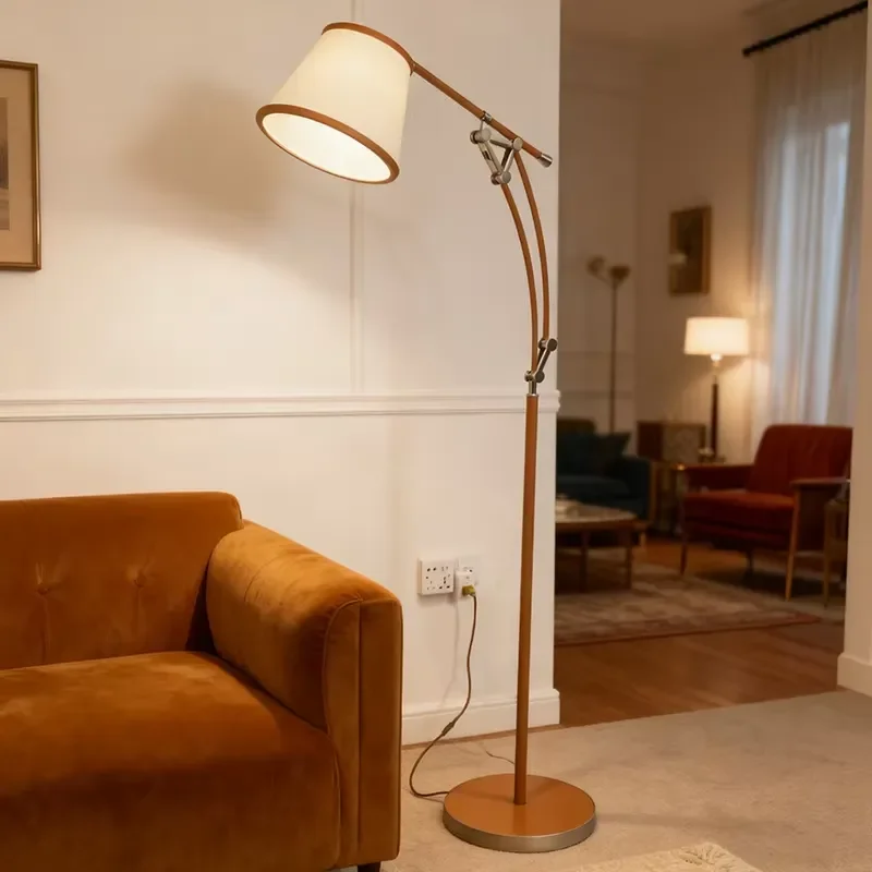 High-end Feel Fishing Floor Lamp, Living Room French Sofa, Vintage Geometric Floor Lamp, Study Atmosphere Lamp