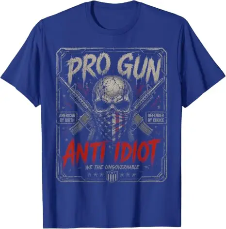 2nd Amendment Pro-Gun Anti-Idiot-Shirt Vintage USA Flag T-Shirt Y2K Herrenmode Veteranen Patriotisches Grafik-Spruch-T-Shirt Neuheit – Detail 10