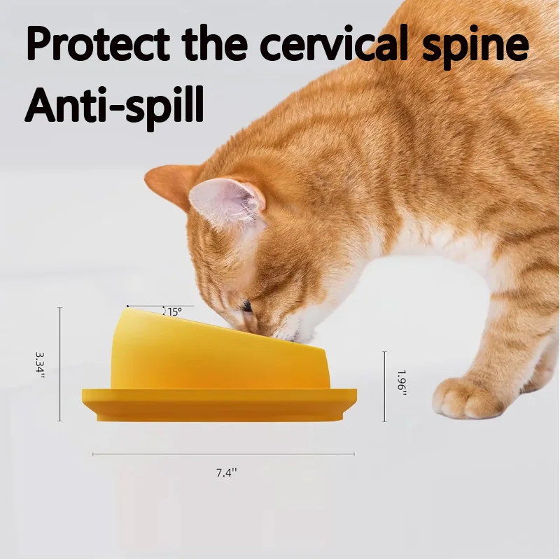 

Cat Bowl with Cross-neck Design And Ant-proof Square Base - Spill And Leak Proof Pet Feeder for Enhanced Dining Experience