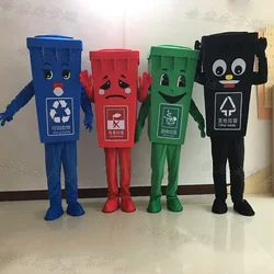 Christmas Green Recycle Trash Can Mascot Costume Adult Size Waste Bin Garbage Can Anime Costumes Advertising Mascotte Fancy Dre