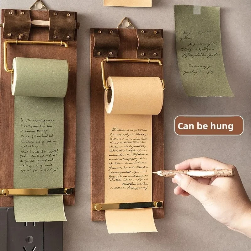 vintage-sticky-note-clip-hanging-roll-paper-sticky-note-no-sticky-ins-wind-board-note-blank-notepad-message-pad