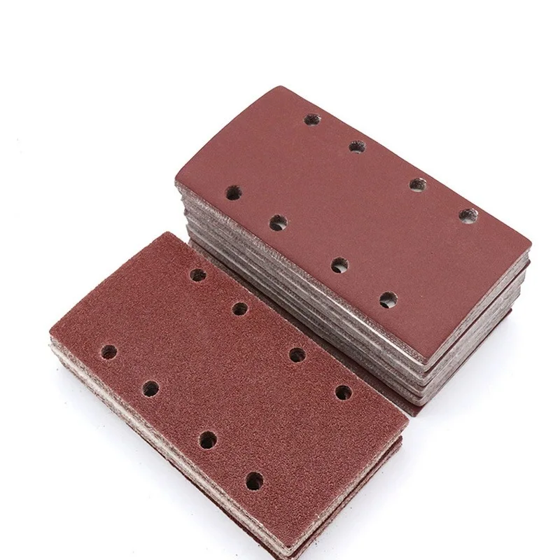 50/100Pcs 93 X 185mm Sanding Sheets 8 Holes Hook and Loop Rectangular Sander Assorted 40-400 Grits for Polishing Sanding Metal