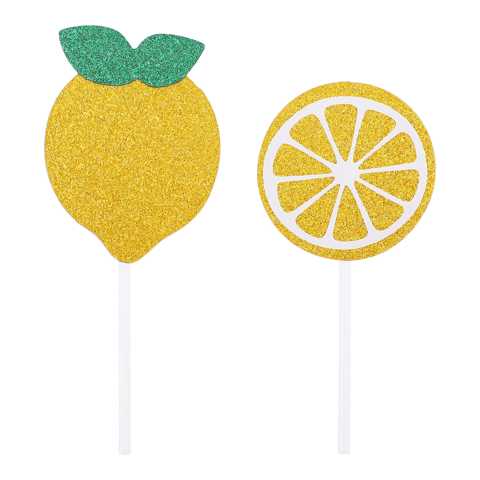 

24 Pcs Cake Sticks Cupcake Decorations Toppers Lemon Garnish Birthday Party Decorate