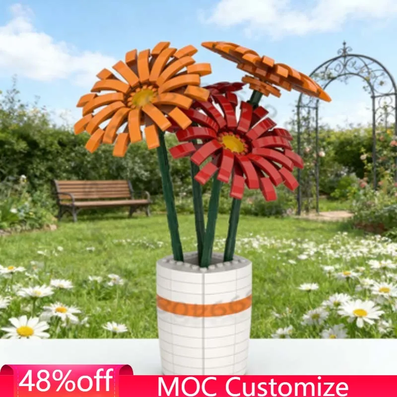 

Набор из 463 деталей: Герберы-стебли Купидона в цилиндрической вазе, модульный конструктор MOC, кирпичики для самостоятельной сборки, игрушка для мальчиков, подарок на Рождество