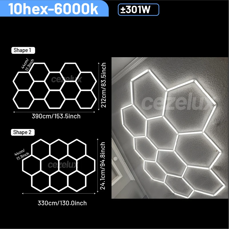 Kapperszaak kapsalon hexagonale led-verlichting voor garage werkplaats kantoor sportschool auto berging studio plafondlamp honingraatbuis