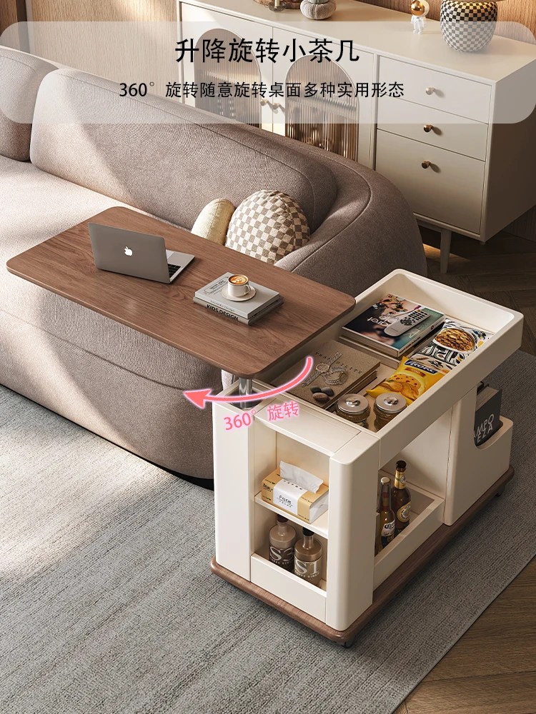 

Mobile Coffee Table Solid Wood Lifting Tea Table Small Apartment Home Multi-Function Cart Living Room Tea Table