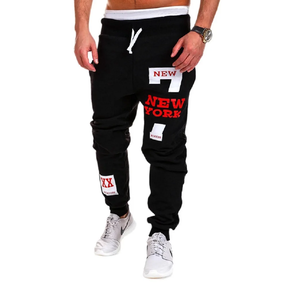 NEW YORK Letter Printed Sweatpants Gym Workout Mens Jogger Baggy Trousers Casual Pants Harajuku High Street Hop Hip Sportwear