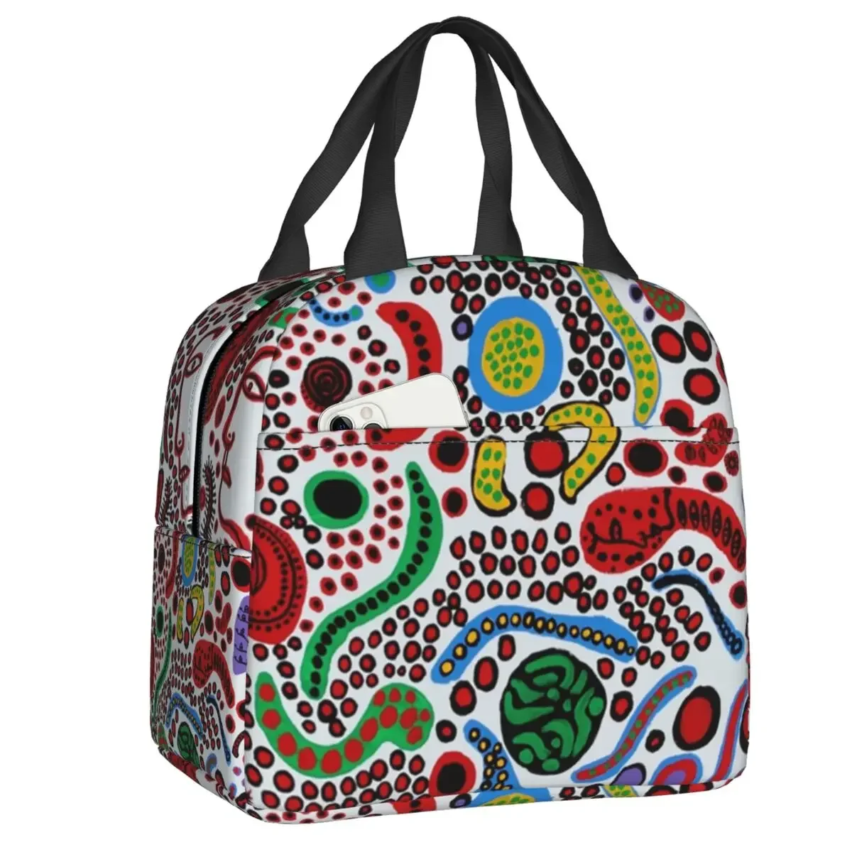 Custom Pink Polka Dot Yayoi Kusama Abstract Art Pumpkin Polka Insulated Lunch Bags Women Resuable Thermal Cooler Food Lunch Box