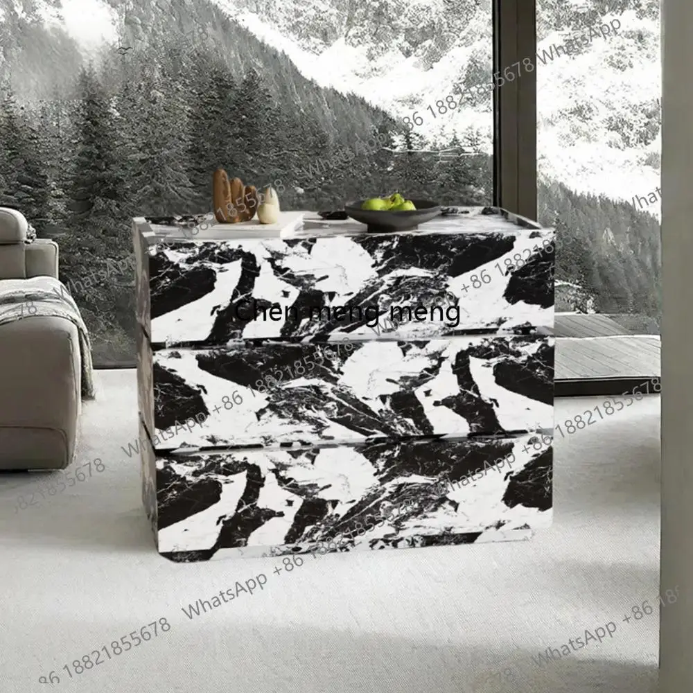 C85 프리미엄 빈티지 그린 제이드 스톤 드레서 - 수제 명품 대리석 슬레이트 3/4/5단 서랍장 맞춤형 레트로