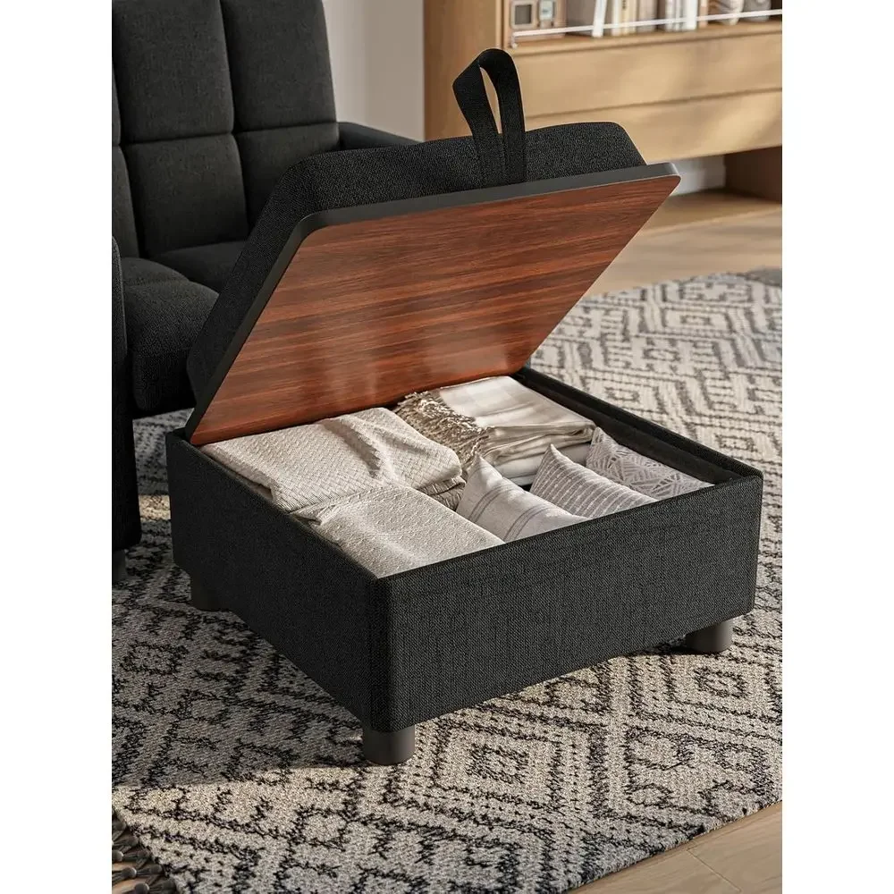 3-in-1 Convertible Sleeper Chair: Single Sofa Bed with Storage Ottoman, Adjustable Backrest, Reading Chair, and USB Port, Black