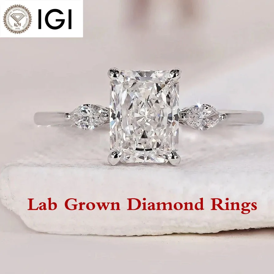 

IGI 1CT Radiant Cut Lab Grown Diamond CVD HPHT DEF VS-VVS Юбилейное кольцо из платины 950 с бриллиантом для женских ювелирных украшений