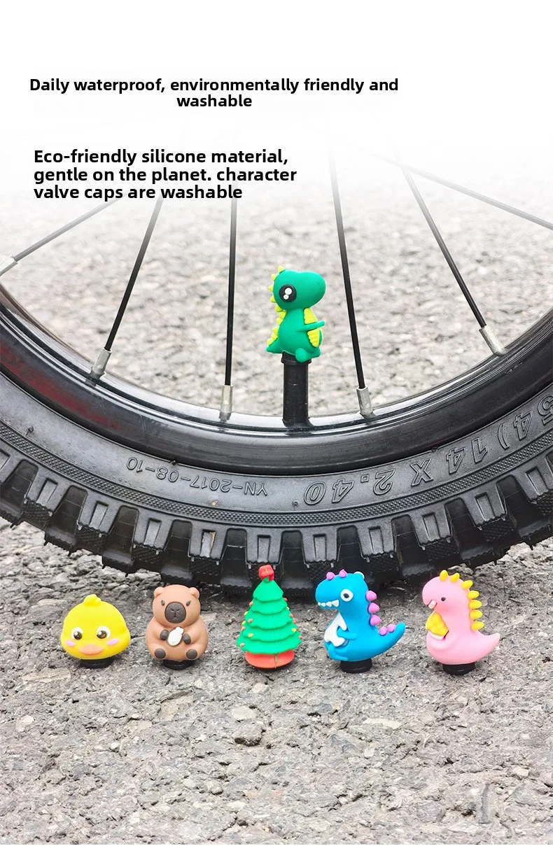 Fahrrad-Cartoon-Luftventilkappe für Kinderfahrräder, Puppen-Luftventilkappe, amerikanische und französische Ventilkappen, Fahrradzubehör – Detail 7