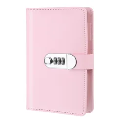A5 A6 90Pages Password Book with Lock Diary Binder Refillable Paper with Pen Card Slot Leather Notebook Journal Student Notepad